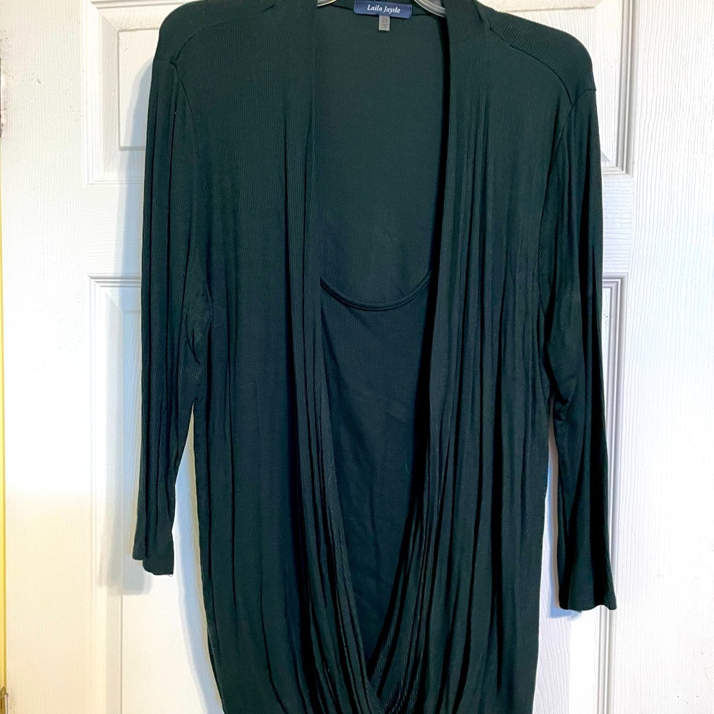 Plus Size Green Cardigan with Camisole
